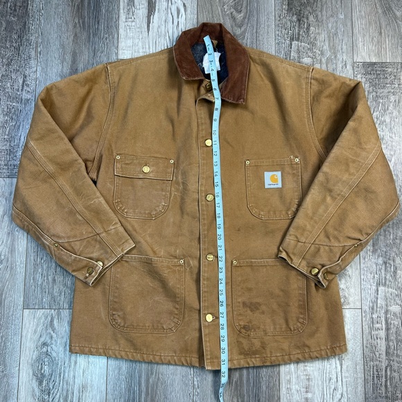 Vintage Tan CARHARTT Blanket Lined Barn Chore JACKET Mens Rugged Brown - Picture 5 of 11